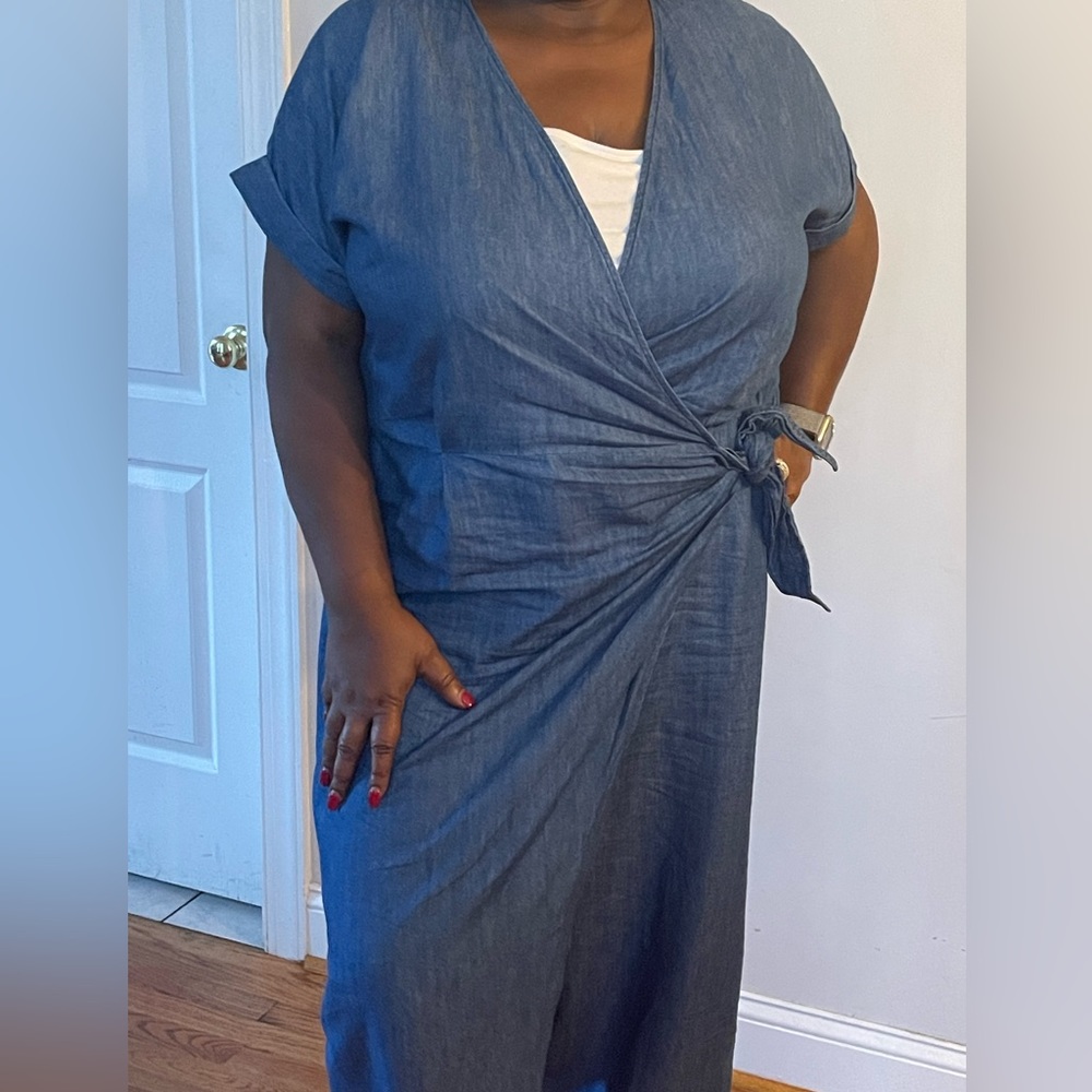 Eloquii Chambray Wrap Jumpsuit